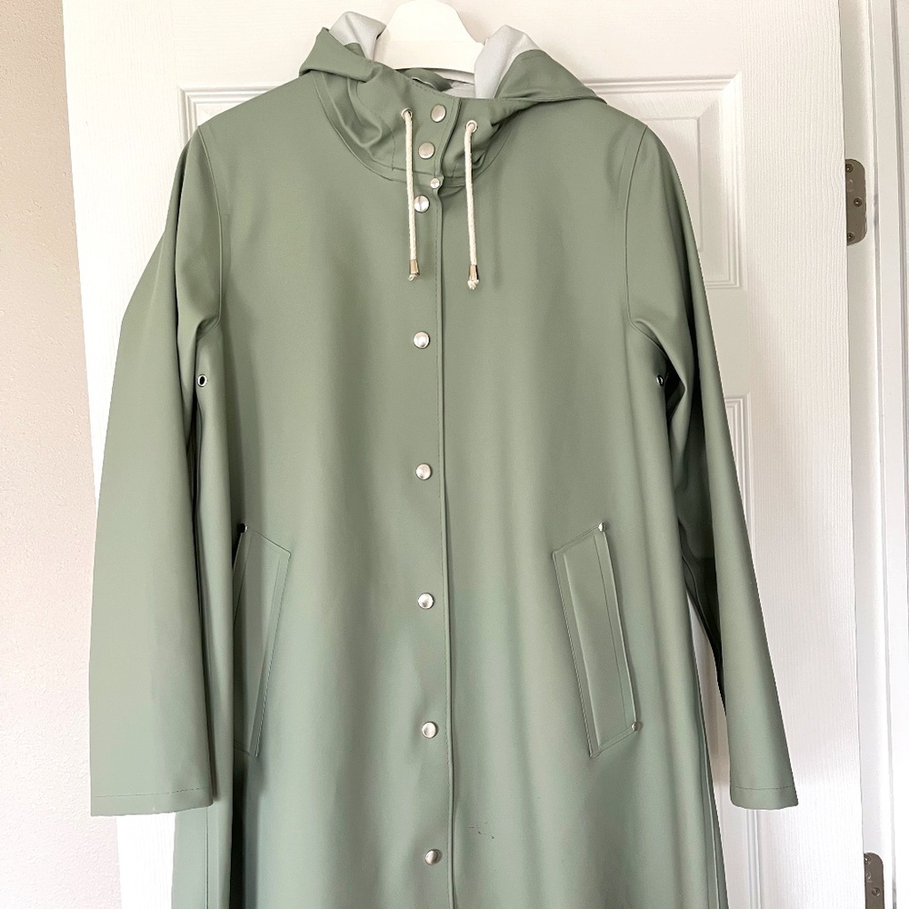 Stutterheim Sage Green Hooded Trench Coat